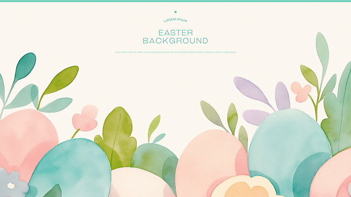 PSD 꽃 기독교 백그라운드 잎 일러스트 수채화 사람없음 부활절계란 파스텔톤 국내일러스트 식물 종교 컬러 부활절 계란 파일형식