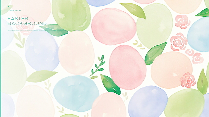 PSD 기독교 백그라운드 잎 일러스트 수채화 사람없음 장미 부활절계란 파스텔톤 국내일러스트 식물 꽃 종교 컬러 부활절 계란 파일형식