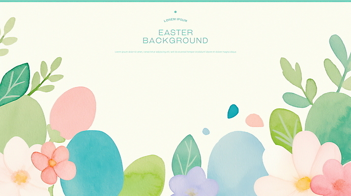 PSD 꽃 기독교 백그라운드 잎 일러스트 수채화 사람없음 부활절계란 파스텔톤 국내일러스트 식물 종교 컬러 부활절 계란 파일형식