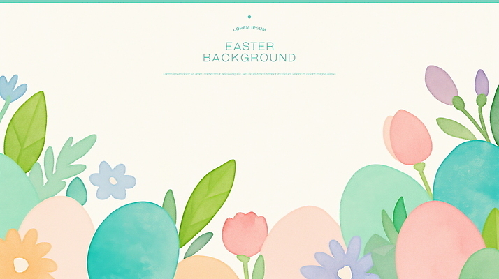 PSD 꽃 기독교 백그라운드 잎 일러스트 수채화 사람없음 부활절계란 파스텔톤 국내일러스트 식물 종교 컬러 부활절 계란 파일형식