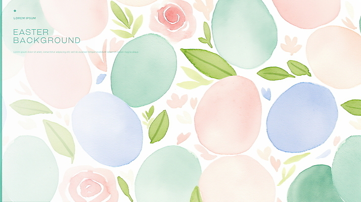 PSD 기독교 백그라운드 잎 일러스트 수채화 사람없음 장미 부활절계란 파스텔톤 국내일러스트 식물 꽃 종교 컬러 부활절 계란 파일형식