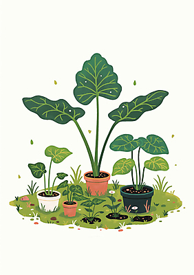 JPG 화분 일러스트 자연 잔디 사람없음 초록색 흙 풀잎 테라리움 국내일러스트 AI일러스트 AI콘텐츠 식물 컬러 잎 풀_식물 생태계 원예 파일형식