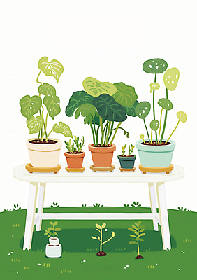 JPG 화분 일러스트 자연 잔디 사람없음 초록색 흙 풀잎 책상 테라리움 국내일러스트 AI일러스트 AI콘텐츠 식물 컬러 가구 잎 풀_식물 생태계 원예 파일형식