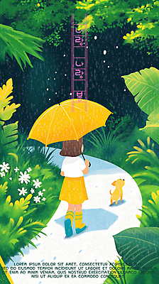 전신 PSD 나무 여자 길 어린이 일러스트 우산 봄꽃 한명 들기 소녀 노란색 걷기 봄풍경 우정 산책 풀잎 봄비 강아지 소녀한명만 국내일러스트 식물 1 꽃 컬러 잎 모션 휴식 사람 풍경 친구 반려동물 봄 풀_식물 비_날씨 개 여자한명만 소녀만 파일형식