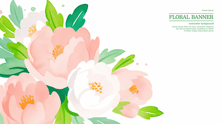 PSD 분홍색 꽃백그라운드 일러스트 봄꽃 수채화 사람없음 풀잎 국내일러스트 꽃 컬러 백그라운드 잎 봄 풀_식물 파일형식