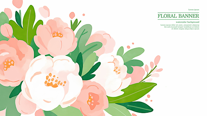 PSD 분홍색 꽃백그라운드 일러스트 봄꽃 수채화 사람없음 풀잎 국내일러스트 꽃 컬러 백그라운드 잎 봄 풀_식물 파일형식