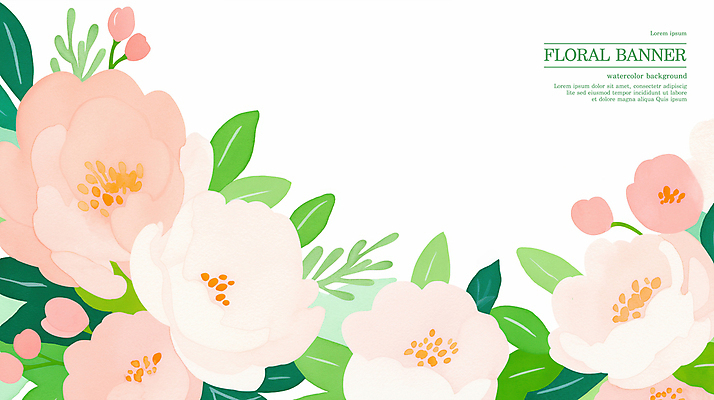 PSD 분홍색 꽃백그라운드 일러스트 봄꽃 수채화 사람없음 풀잎 국내일러스트 꽃 컬러 백그라운드 잎 봄 풀_식물 파일형식