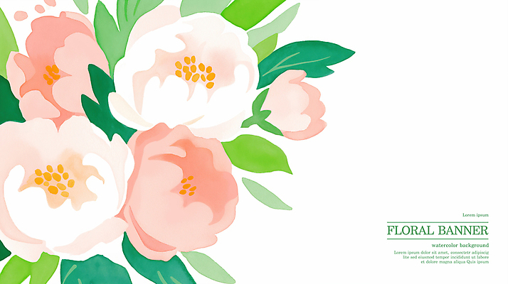 PSD 분홍색 꽃백그라운드 일러스트 봄꽃 수채화 사람없음 풀잎 국내일러스트 꽃 컬러 백그라운드 잎 봄 풀_식물 파일형식