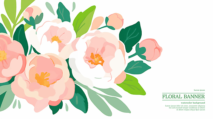 PSD 분홍색 꽃백그라운드 일러스트 봄꽃 수채화 사람없음 풀잎 국내일러스트 꽃 컬러 백그라운드 잎 봄 풀_식물 파일형식