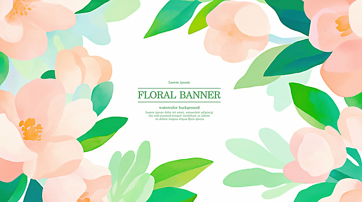 PSD 분홍색 꽃백그라운드 일러스트 봄꽃 수채화 사람없음 풀잎 국내일러스트 꽃 컬러 백그라운드 잎 봄 풀_식물 파일형식