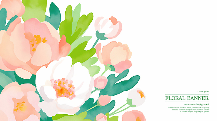 PSD 분홍색 꽃백그라운드 일러스트 봄꽃 수채화 사람없음 풀잎 국내일러스트 꽃 컬러 백그라운드 잎 봄 풀_식물 파일형식