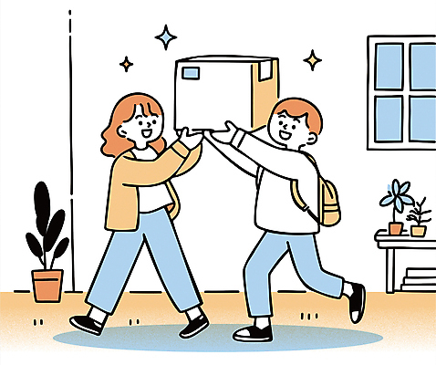 전신 식물 커플 여자 남자 화분 일러스트 창문 신혼부부 함께함 미소 들기 성인 두명 반짝임 상자 걷기 백팩 이삿짐 성인만 국내일러스트 AI파일 부부 컨셉 가방 관계 모션 표정 사람 이사 신혼 파일형식 벡터