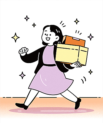 전신 여자 이동 일러스트 한명 미소 들기 성인 반짝임 상자 걷기 짐 직장인 성인여자한명만 이직 국내일러스트 AI파일 직업 1 컨셉 비즈니스 모션 표정 사람 여자한명만 성인여자만 파일형식 벡터