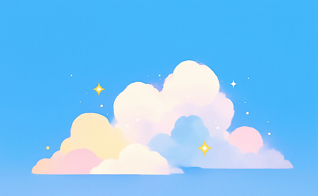 JPG 구름 일러스트 하늘 사람없음 파란색 반짝임 감성 국내일러스트 AI일러스트 AI콘텐츠 자연요소 컬러 컨셉 모션 파일형식