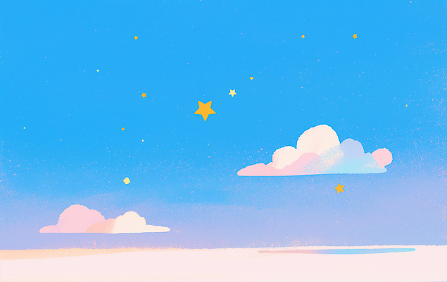 JPG 구름 별 일러스트 하늘 사람없음 파란색 감성 국내일러스트 AI일러스트 AI콘텐츠 자연요소 컬러 컨셉 파일형식