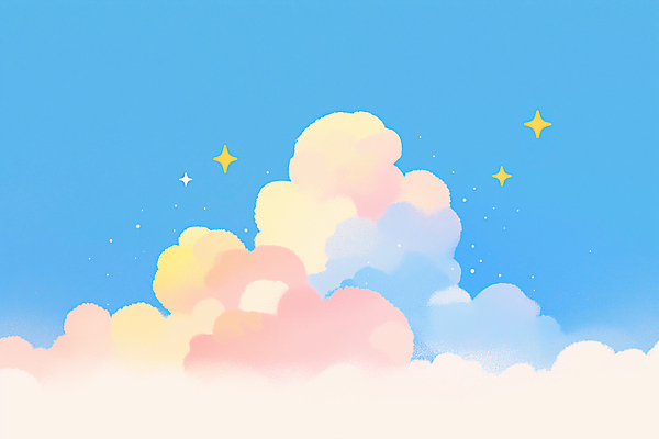 JPG 구름 일러스트 하늘 사람없음 파란색 반짝임 감성 국내일러스트 AI일러스트 AI콘텐츠 자연요소 컬러 컨셉 모션 파일형식