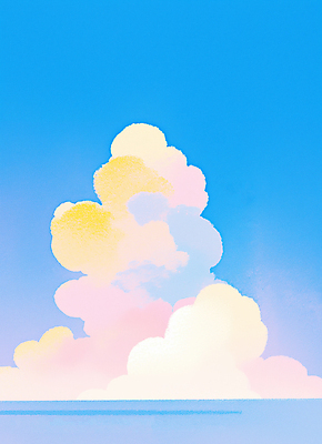 JPG 구름 일러스트 하늘 사람없음 파란색 감성 국내일러스트 AI일러스트 AI콘텐츠 자연요소 컬러 컨셉 파일형식