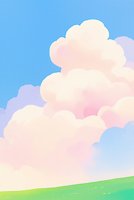 JPG 구름 일러스트 하늘 잔디 사람없음 파란색 감성 국내일러스트 AI일러스트 AI콘텐츠 자연요소 식물 컬러 컨셉 파일형식