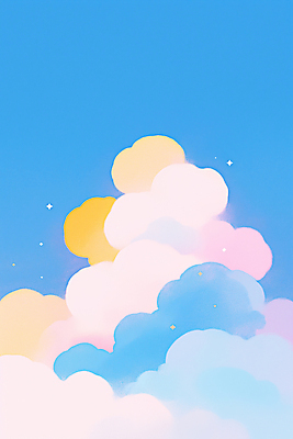 JPG 구름 일러스트 하늘 사람없음 파란색 반짝임 감성 국내일러스트 AI일러스트 AI콘텐츠 자연요소 컬러 컨셉 모션 파일형식