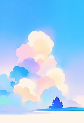 JPG 나무 구름 섬 일러스트 하늘 사람없음 파란색 감성 국내일러스트 AI일러스트 AI콘텐츠 자연요소 식물 컬러 컨셉 파일형식