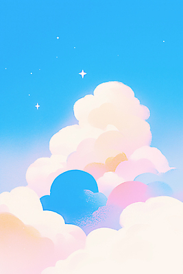 JPG 구름 일러스트 하늘 사람없음 파란색 반짝임 감성 국내일러스트 AI일러스트 AI콘텐츠 자연요소 컬러 컨셉 모션 파일형식