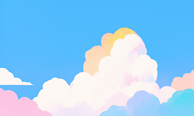 JPG 구름 일러스트 하늘 사람없음 파란색 감성 국내일러스트 AI일러스트 AI콘텐츠 자연요소 컬러 컨셉 파일형식