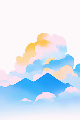 JPG 구름 일러스트 하늘 산 사람없음 파란색 감성 국내일러스트 AI일러스트 AI콘텐츠 자연요소 컬러 컨셉 파일형식