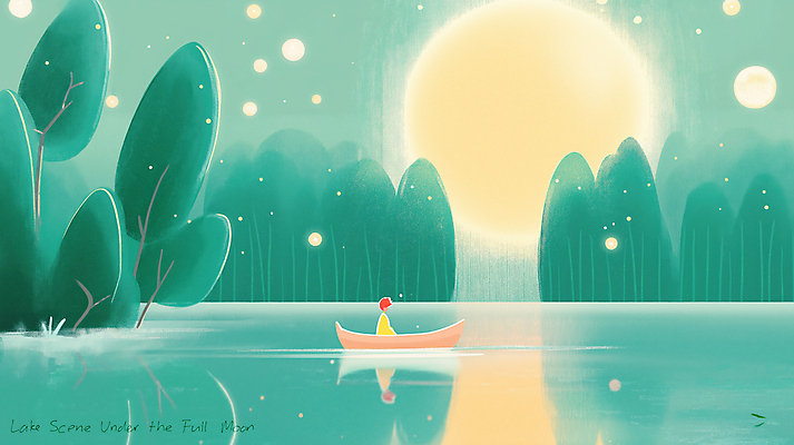 JPG 나무 남자 호수 야경 일러스트 자연 밤하늘 한명 성인 빛 반사 고요 봄풍경 보름달 달빛 감성 선박 몽환 성인남자한명만 국내일러스트 AI일러스트 AI콘텐츠 식물 1 컨셉 수상교통 하늘 사람 풍경 봄 달 야간 생태계 남자한명만 성인남자만 파일형식 풍경_경치