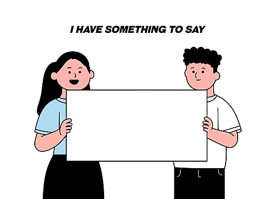 여자 남자 종이 일러스트 미소 들기 상반신 성인 두명 성인만 카피스페이스 국내일러스트 AI파일 모션 표정 사람 공백 파일형식 벡터