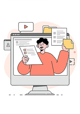 PSD 교육 남자 남학생 대학생 일러스트 윙크 한명 미소 들기 상반신 성인 모니터 신학기 폴더 과제 온라인 인터넷창 온라인강의 체크리스트 성인남자한명만 코랄 국내일러스트 1 학생 컬러 인터넷 모션 표정 사람 컴퓨터 강의 파일 남자한명만 성인남자만 파일형식 언택트