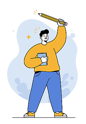 전신 PSD 남자 남학생 대학생 일러스트 한명 서기 미소 들기 성인 책 파란색 반짝임 연필 신학기 성인남자한명만 국내일러스트 1 학생 컬러 모션 학용품 표정 사람 필기구 남자한명만 성인남자만 파일형식