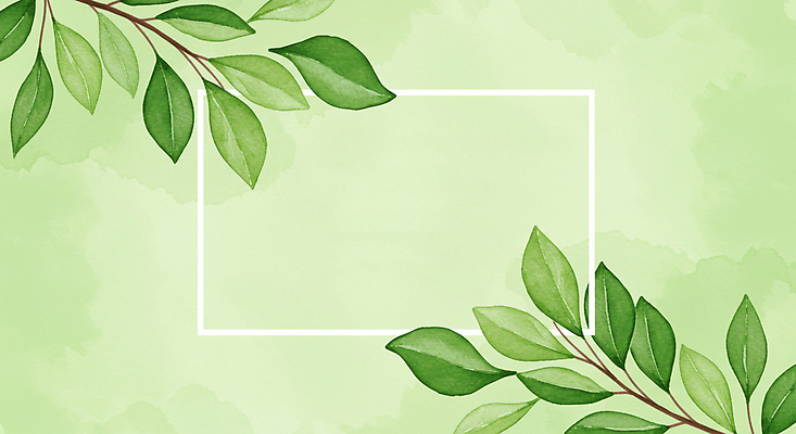 JPG 일러스트 수채화 프레임 사람없음 초록색 풀잎 카피스페이스 국내일러스트 AI일러스트 AI콘텐츠 컬러 잎 공백 풀_식물 파일형식