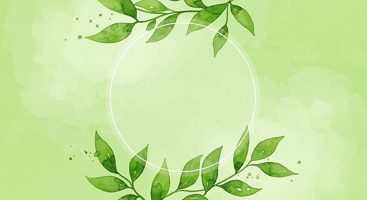 JPG 일러스트 수채화 프레임 사람없음 초록색 풀잎 카피스페이스 국내일러스트 AI일러스트 AI콘텐츠 컬러 잎 공백 풀_식물 파일형식