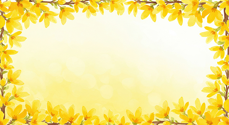 JPG 일러스트 수채화 프레임 사람없음 노란색 봄 나뭇가지 풀잎 개나리 번짐 카피스페이스 국내일러스트 AI일러스트 AI콘텐츠 나무 계절 꽃 컬러 잎 공백 풀_식물 파일형식 효과