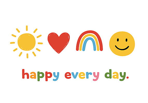 행복 무지개 스티커 일러스트 미소 사람없음 하트 심플 해모양 이모지 국내일러스트 AI파일 자연요소 모양 감정 표정 파일형식 벡터