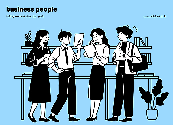 전신 식물 여자 남자 화분 하늘색 가방 일러스트 선반 직장 미소 들기 정장 여러명 성인 책 기댐 직장인 비즈니스맨 비즈니스우먼 책상 문서 통화 성인만 일러캐릭터 AI파일 직업 캐릭터 잡화 옷 가구 다수 회사 비즈니스 모션 표정 사람 파란색 파일형식 벡터