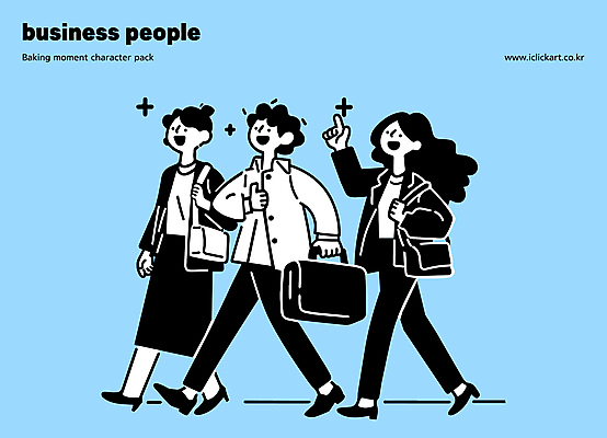 전신 여자 남자 하늘색 가방 일러스트 직장 미소 들기 정장 성인 세명 반짝임 걷기 가리킴 직장인 비즈니스맨 비즈니스우먼 성인만 일러캐릭터 AI파일 직업 캐릭터 잡화 옷 회사 비즈니스 모션 표정 사람 손짓 파란색 파일형식 벡터