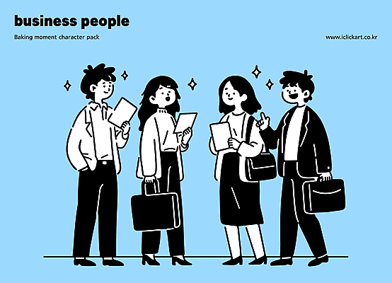 전신 여자 남자 하늘색 가방 일러스트 직장 미소 들기 정장 여러명 성인 반짝임 가리킴 직장인 비즈니스맨 비즈니스우먼 문서 주머니손 성인만 일러캐릭터 AI파일 직업 캐릭터 잡화 옷 다수 회사 비즈니스 모션 표정 사람 손짓 파란색 파일형식 벡터