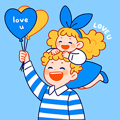 여자 남자 행복 어린이 일러스트 가족 사랑 미소 소녀 성인 두명 파란색 점프 잡기 머리띠 어린이날 가정의달 하트풍선 일러캐릭터 AI파일 캐릭터 기념일 감정 컬러 장신구 관계 모션 표정 사람 하트 5월 풍선 파일형식 벡터