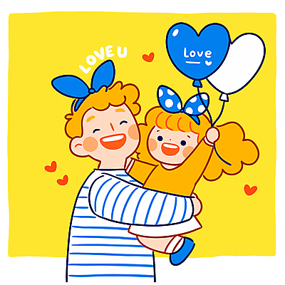 여자 남자 행복 어린이 일러스트 가족 안기 사랑 미소 들기 소녀 성인 두명 노란색 하트 머리띠 어린이날 가정의달 하트풍선 일러캐릭터 AI파일 모양 캐릭터 기념일 감정 컬러 장신구 관계 모션 표정 사람 5월 풍선 파일형식 벡터