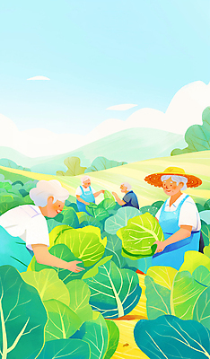 JPG 구름 여자 할아버지 노년 남자 할머니 밭 일러스트 자연 산 들기 풍경 여러명 초록색 햇빛 앞치마 수확 농촌 작업 농부 밀짚모자 양배추 노인만 국내일러스트 AI일러스트 AI콘텐츠 자연요소 직업 모자_잡화 컬러 다수 농업 채소 모션 사람 성인 태양 시골 생태계 성인만 파일형식