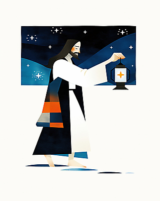 JPG 전신 남자 기독교 일러스트 밤하늘 한명 들기 성인 빛 반짝임 평화 걷기 눈감음 고요 등불 예수 성인남자한명만 국내일러스트 AI일러스트 AI콘텐츠 1 종교 컨셉 모션 하늘 조명 사람 신_종교 야간 남자한명만 성인남자만 파일형식