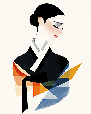 JPG 한국전통 디자인 여자 패션 예술 일러스트 추상 한명 상반신 성인 모던 여자한복 성인여자한명만 국내일러스트 AI일러스트 AI콘텐츠 1 전통 무늬 한국 사람 한복 여자한명만 성인여자만 파일형식