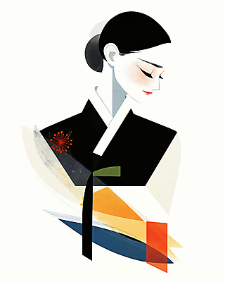 JPG 한국전통 디자인 여자 패션 예술 일러스트 추상 한명 미소 상반신 성인 모던 여자한복 성인여자한명만 국내일러스트 AI일러스트 AI콘텐츠 1 전통 무늬 한국 표정 사람 한복 여자한명만 성인여자만 파일형식