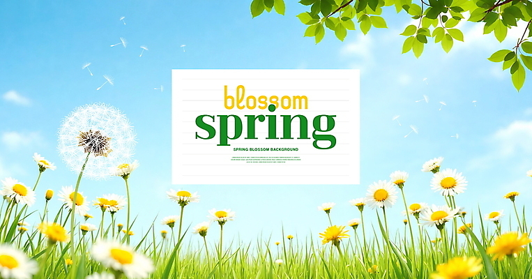 PSD 구름 편집이미지 백그라운드 하늘 나뭇잎 사람없음 봄풍경 데이지 민들레홀씨 이미지편집 자연요소 꽃 잎 풍경 봄 민들레 파일형식