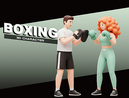 전신 PSD 편집이미지 여자 남자 3D캐릭터 성인 두명 초록색 3D 권투 권투글러브 가르침 권투선수 트레이너 레슨 성인만 이미지편집 편집3D 캐릭터 교육 컬러 수업 운동선수 사람 헬스 격투기 글러브 디지털합성 파일형식