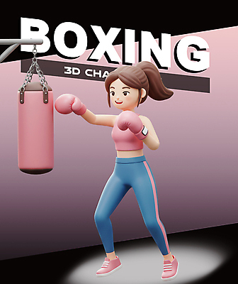 전신 PSD 편집이미지 여자 분홍색 3D캐릭터 한명 성인 3D 권투 권투글러브 권투선수 샌드백 성인여자한명만 이미지편집 편집3D 캐릭터 1 컬러 운동선수 사람 격투기 글러브 디지털합성 여자한명만 성인여자만 파일형식