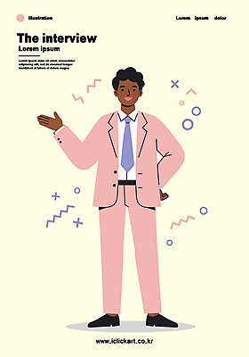 전신 남자 분홍색 허리손 일러스트 비즈니스 한명 서기 정장 성인 가리킴 인터뷰 성인남자한명만 연노랑색 국내일러스트 AI파일 1 옷 컬러 포즈 모션 사람 손짓 노란색 남자한명만 성인남자만 파일형식 벡터