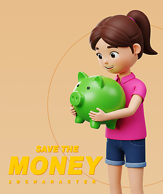 PSD 편집이미지 여자 어린이 한명 들기 소녀 갈색 3D 저축 돼지저금통 점 원형 소녀한명만 이미지편집 편집3D 도형 1 컬러 모션 사람 금융 저금통 디지털합성 여자한명만 소녀만 파일형식