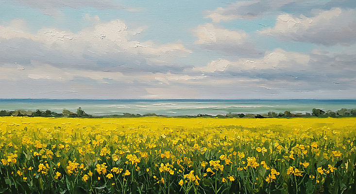 JPG 구름 편집이미지 바다 자연 하늘 사람없음 야외 봄풍경 그림 질감 유채밭 유화 유화물감 편집실사 자연요소 밭 미술 풍경 물감 봄 CG 유채 생태계 파일형식